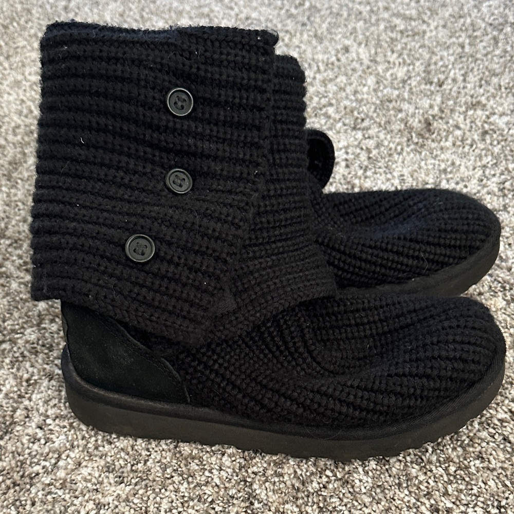 UGG Black Knit Ankle Boots